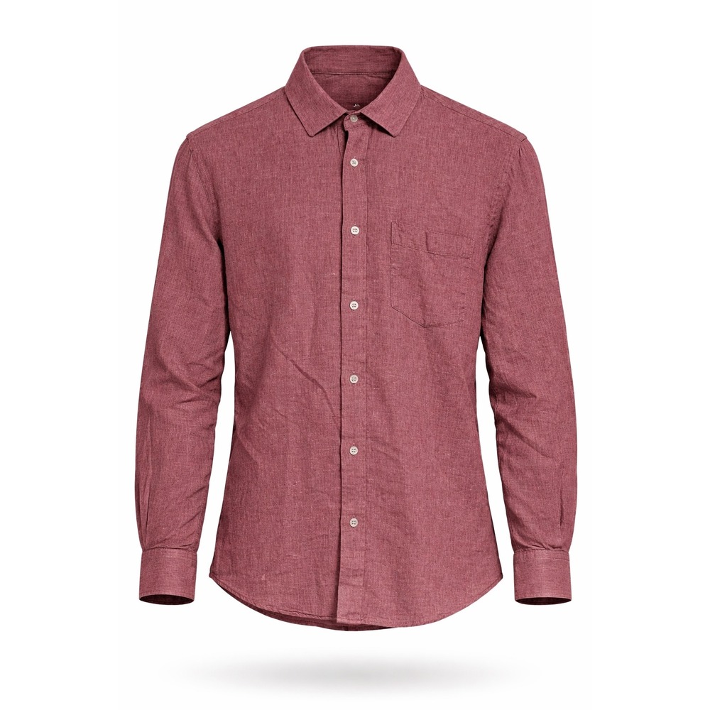 Banana Republic Mens XL Slim Fit Linen Blend Long Sleeve Shirt Burgundy